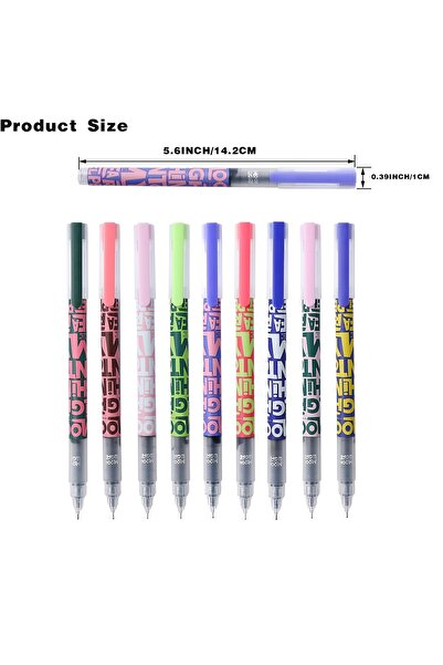 Choice مجموعة من 9 قطع، قلم حبر جاف سريع الجفاف - رأس فائق الدقة 0.5 مم - حبر سائل - حبر أسود - Sch