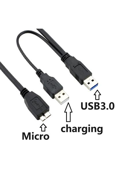 Choice كابل بيانات USB 3.0 من النوع A إلى Micro B Y بطول 0.5 متر باللون الأسود بطول 1 متر و0.5 متر للقرص الصلب الخارجي المحمول من النوع D