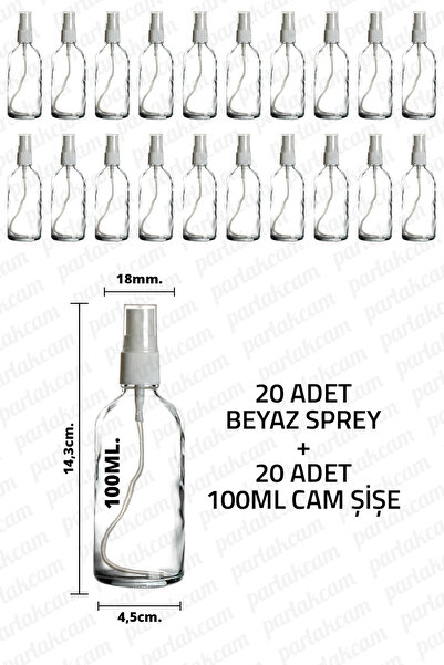 parlakcam 100ml Şeffaf Beyaz Sprey Başlıklı Şeffaf Şişe 100cc Fısfıs Kolonya ...