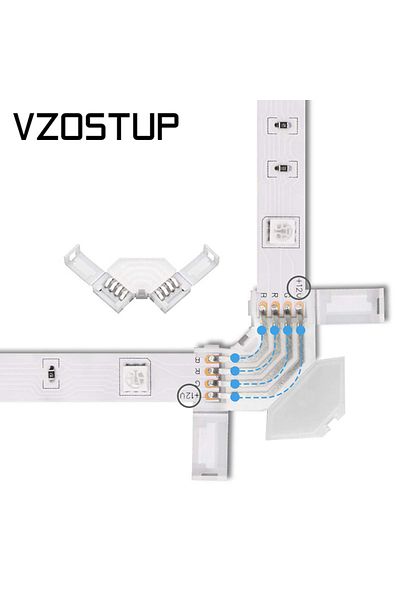 Choice Led Corner Rgb Connector 10mm 4pin L Shape Ip20 Led Light Strip Solderless 90 Degree Right Angle ...
