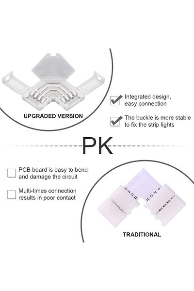 Choice Led Corner Rgb Connector 10mm 4pin L Shape Ip20 Led Light Strip Solderless 90 Degree Right Angle ...