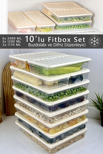 FİTHOME Fitbox Set of 10 Airtight Freezer and Refrigerator Organizer Set