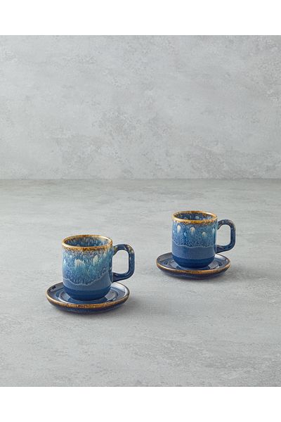 English Home Set de căni de cafea duble Alicent Ceramik 4 bucăți pentru 2 persoane 150 ml albastru