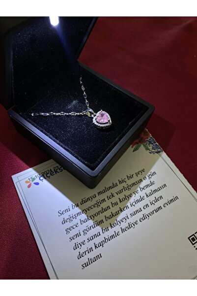 Çelik Çelik Kalpli Pandora’s Kolye - Özel Işıklı Kutulu