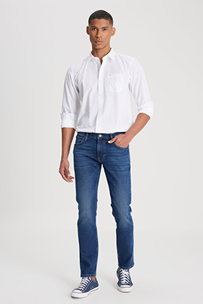 Lee Slim Fit Dar Kesim Normal Bel Dar Paça Luke Mavi Jean Kot Pantolon