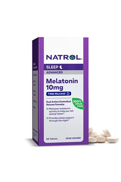 Natrol Sleep Advanced Melatonin Time Release Tablets, Nighttime Sleep Aid, 10mg, 60 Count