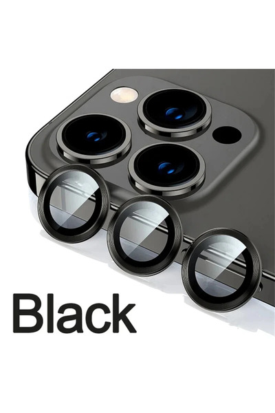 Choice واقي عدسة كاميرا معدني أسود مكون من 3 قطع لهواتف آيفون 11، 12، 13، 14،...