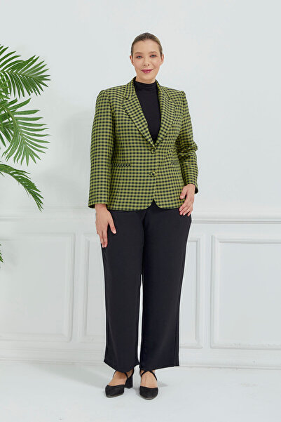 Fagi Γυναικείο καρό κλασικό μπουφάν με διπλά κουμπιά