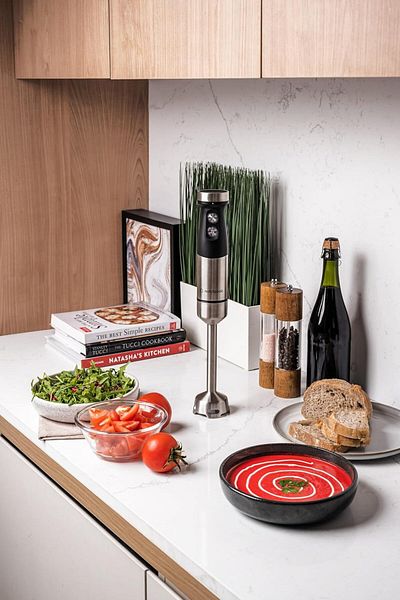 Nutricook Handi Immersion Blender - SS Shaft & Blade w/2-Speed Controls, Black/SS, 1200 Watts DC Motor