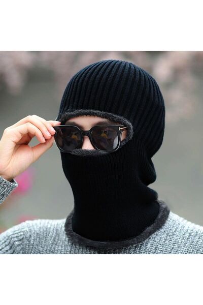 Choice قبعة شتوية سوداء دافئة من الصوف بتصميم يسمح بمرور الهواء، مناسبة لصيد ...