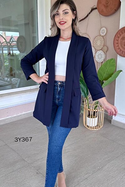 İnce Topuk Long Double Fabric Jacket - 3y367