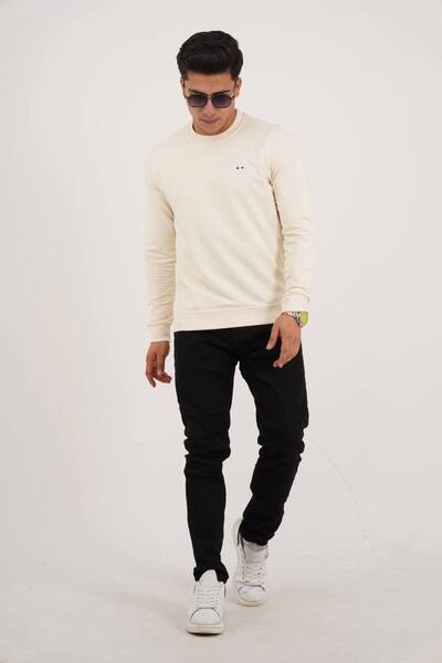 Est Estola Екрю Колір Чоловічий Базовий Велосипедний Водолазний Розслаблений 2 Нитки Світшот