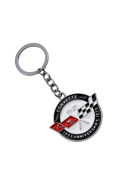 Choice حامل سلسلة مفاتيح سيارة معدنية لسيارة شيفروليه كورفيت بشعار الذكرى الخ...