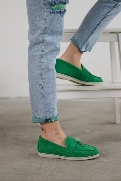 NILUFARR Lou Green Suede Genuine Suede Women's Casual Shoes