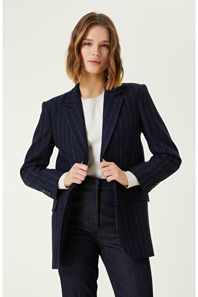 Network Lacivert Yün Karışımlı Blazer Ceket