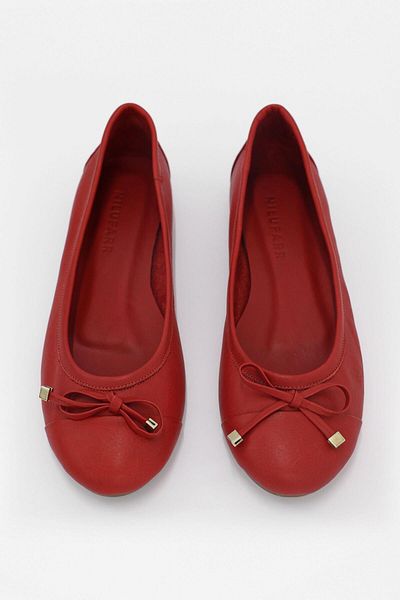 NILUFARR Red Genuine Leather Ballet Women's Ballerinas