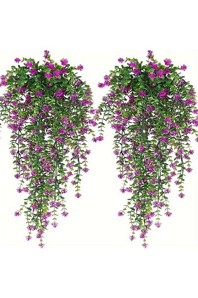 Choice 3pcs Purple 3pcs, Artificial Hanging Plants Fake Hanging Plant Faux Eucalyptus Leaf Greenery Vine Ou