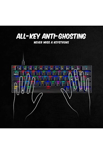 Cosmic Byte CB-GK-32 Themis 61 - لوحة مفاتيح ميكانيكية سوداء RGB للألعاب لكل مفتاح