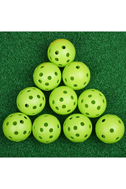 Choice Green 10Pcs 41mm Golf Training Balls Plastic Airflow Hollow with Hole Golf Balls Outdoor Golf Practi