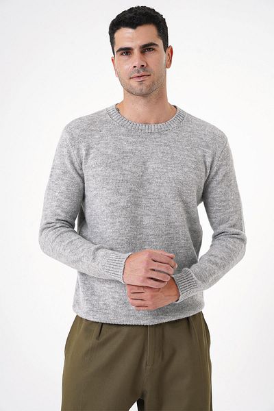 CHUBA Γκρι πλεκτό πουλόβερ - Μαλακό κούμπωμα, Crew Neck, Casual Cut 25W2008
