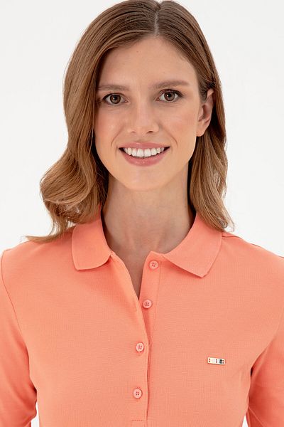 U.S. Polo Assn. Women's Salmon Basic Polo Neck Sweatshirt 50296941 -Vr047