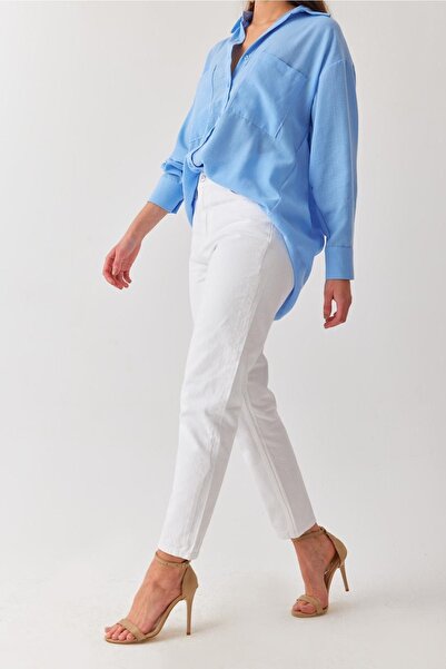 MAKRAS EXCLUSIVE A123426 Jeans Pantaloni de blugi cu talie înaltă Mom cu picioare înguste