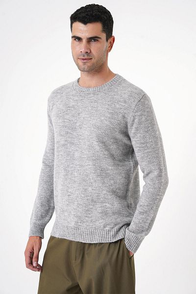 CHUBA Γκρι πλεκτό πουλόβερ - Μαλακό κούμπωμα, Crew Neck, Casual Cut 25W2008