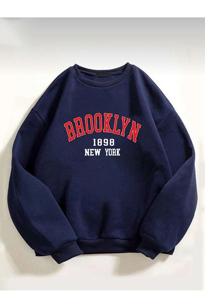 OFFSIDESIGN Brooklyn 1898 Printed Unisex Γυναικείο φούτερ Oversize - Λευκό, Μαύρο, Μπεζ, Κόκκινο Ροζ