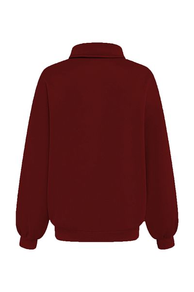 COMBİNE MİCHAİL Ανδρικό φούτερ Claret Red - Μισό φερμουάρ, κανονική εφαρμογή