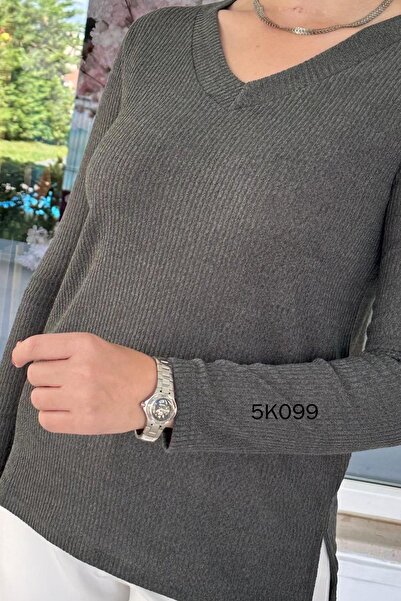 İnce Topuk V-Neck Knitwear Blouse 5K099