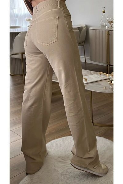 MAKRAS EXCLUSIVE A153537 Τζιν ψηλόμεσο φαρδύ τζιν παντελόνι με φαρδιά πόδια