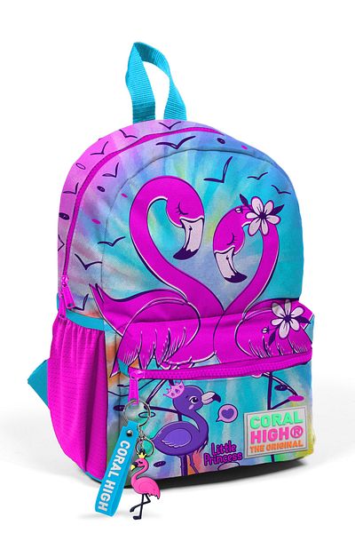 Coral High Rucsac Little Nest, albastru, roz, model flamingo, două compartimente 23530