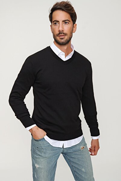 CHUBA Ανδρικό Πλεκτό Μαύρο Πουλόβερ με λαιμόκοψη 20w151