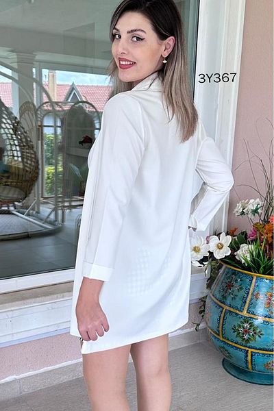 İnce Topuk Long Double Fabric Jacket - 3y367