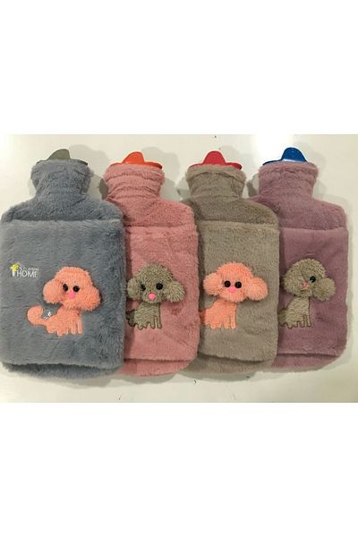 M Mimoza Park Plush Covered Hot Water Bag with Dog Emoji 2 Liters