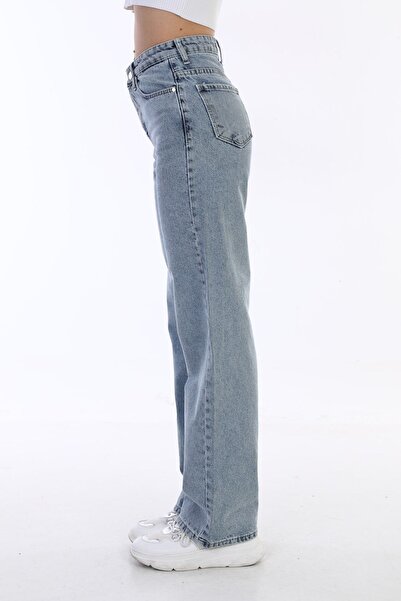 MAKRAS EXCLUSIVE A186966 Jeans High Waist Boyfriend Loose Wide Leg Denim Pants
