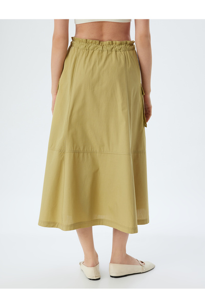 Koton Kargo Cepli A Kesim Beli Lastikli Midi Boy Etek