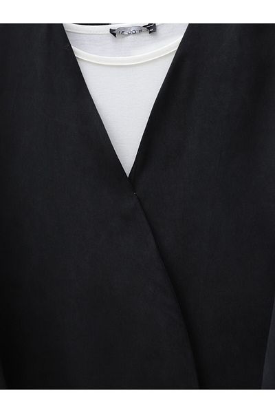 Modamorfo Doppelt gebundener Kimono mit V-Ausschnitt – Schwarz