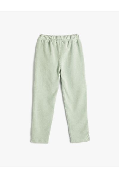 Koton Velvet Corduroy Sweatpants with Tie Waist Pockets