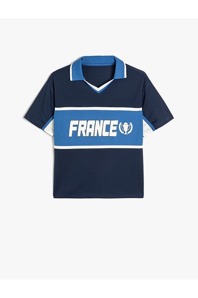 Koton Sportliches Oversize-T-Shirt mit Polokragen – kurze Ärmel und Aufdruck