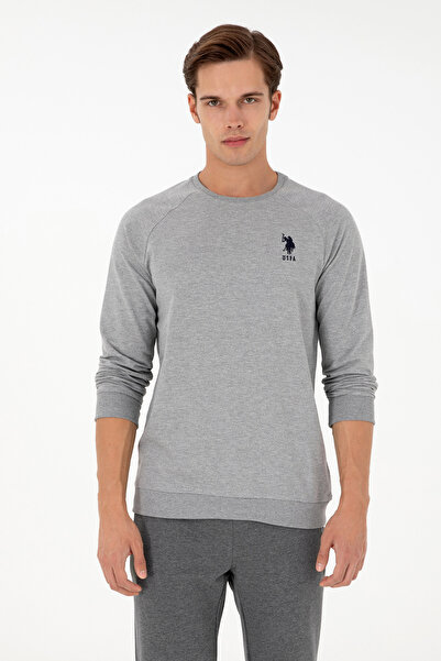 U.S. Polo Assn. Erkek Gri Melanj Basic Sweatshirt 50289030-VR086