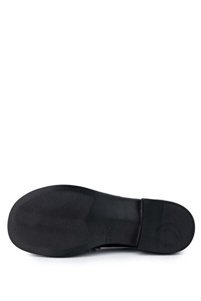 Tamer Tanca Kadın Hakiki Deri Siyah Rugan Loafer Ayakkabı