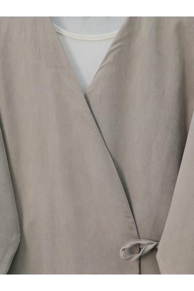 Modamorfo Dupla nyakkendős V-nyakú kimonó - kő