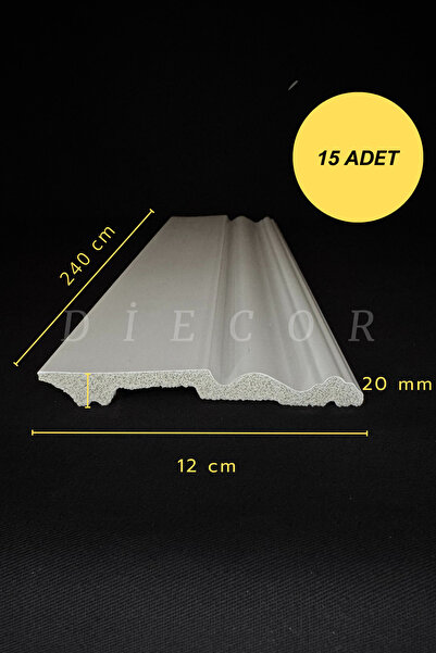 DİECOR Dekoratif Boyanabilir 15 Adet 12 cm Polistren Süpürgelik