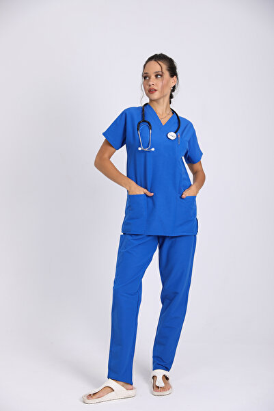 Raven Uniform Uniformă unisex material elastic pentru medic și asistentă, uniformă medicală, top chirurgical, țesătură subțire (TOP)