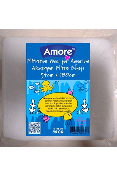 AMORE Akvaryum 80gr Silikonsuz Filtre Elyafı 34cm x 180cm