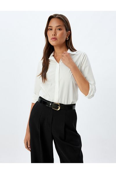 Koton Long Sleeve Cotton Regular Fit Basic Poplin Shirt