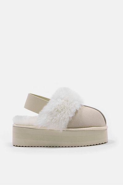 NILUFARR Μπότες Mabell Beige από γνήσιο δέρμα με παντόφλες από γούνα