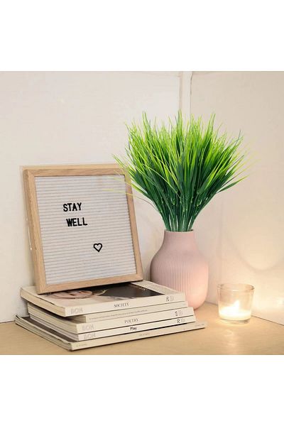 Choice Green 20pcs Artificial Plastic 7-branch Grass Plant Green Grass Imitation False Plant Home Decoratio