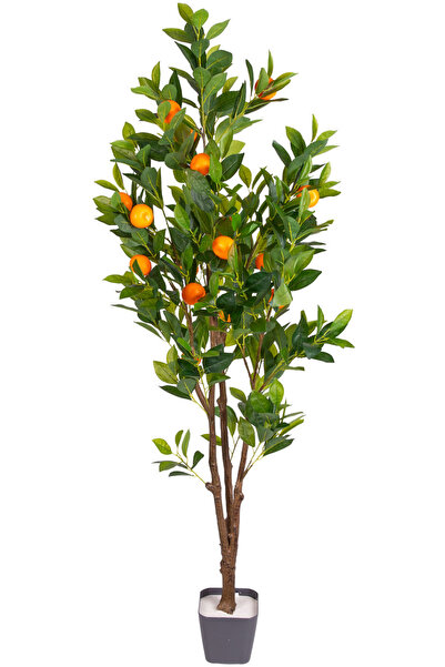 Herdekora Yapay Mandalina Ağacı Gerçek Dokulu Turuncu-Yeşil 150 Cm.